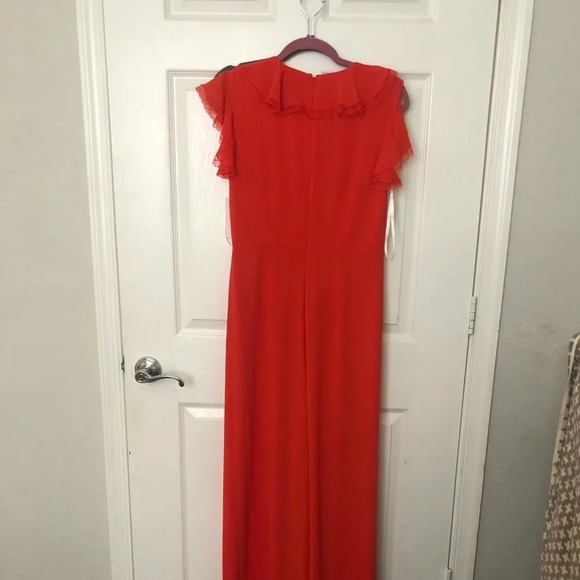 ! MIKAEL AGHAL
Ruffled Crepe De Chine Wide-leg Jumpsuit In Coral - Picture 6 of 8